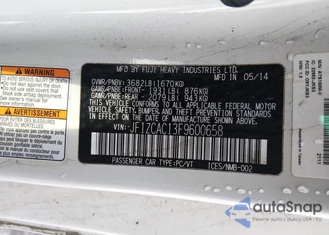 2015 Subaru Brz Series.blue from USA, damaged, VIN JF1ZCAC13F9600658